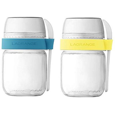 LAGRANGE *2 440401 vakpotten Glazen potten met kleine lepel LAGRANGE *2 440401 vakpotten Glazen potten met kleine lepel
