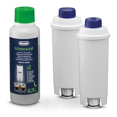 De'Longhi , Accessoires voor koffierobot, 2 waterfilters en 1 EcoDecalk 200 ml (ontkalker), DLSC322 De'Longhi , Accessoires voor koffierobot, 2 waterfilters en 1 EcoDecalk 200 ml (ontkalker), DLSC322