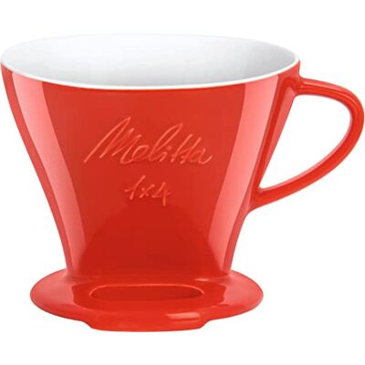 Melitta Koffiefilterhouder van porselein, Pour Over, rood, 1 x 4 cm Melitta Koffiefilterhouder van porselein, Pour Over, rood, 1 x 4 cm