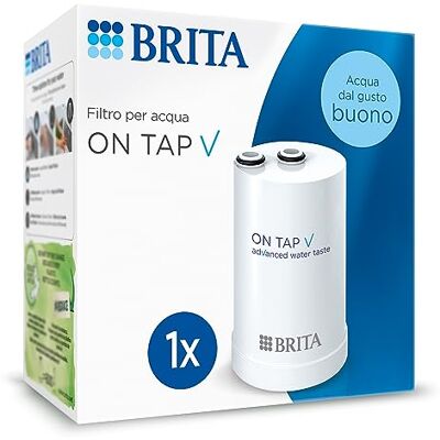 Brita ON TAP V kraanfilter (4 maanden) vermindert chloor, PFAS, kleine deeltjes en metalen, voor goed drinkwater Brita ON TAP V kraanfilter (4 maanden) vermindert chloor, PFAS, kleine deeltjes en metalen, voor goed drinkwater