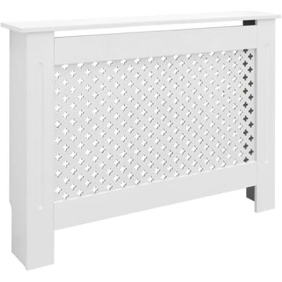 ECD Germany Radiatorbekleding, modern, 112 x 19 x 82 cm Wit, rek van MDF, decoratief, robuust, honingraatpatroon, wandmontage, opbergmeubel, traditioneel design voor woonkamer, slaapkamer ECD Germany Radiatorbekleding, modern, 112 x 19 x 82 cm Wit, rek van MDF, decoratief, robuust, honingraatpatroon, wandmontage, opbergmeubel, traditioneel design voor woonkamer, slaapkamer