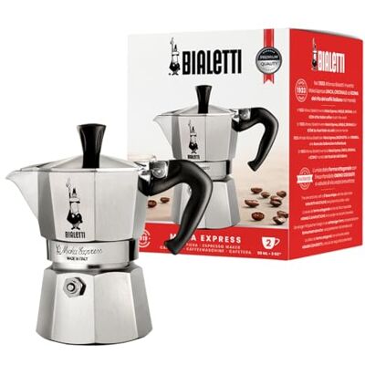 Bialetti Moka Express Espressokoker, aluminium, 8 x 11 x 11 cm, zilver/zwart Bialetti Moka Express Espressokoker, aluminium, 8 x 11 x 11 cm, zilver/zwart