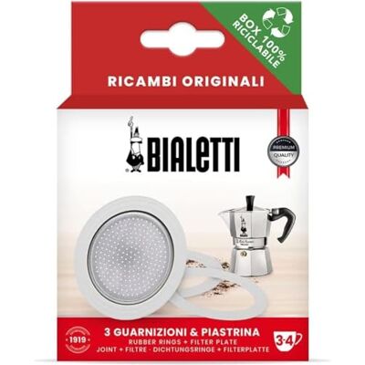 Bialetti Afdichting voor espressokoker 3 kopjes 3 x afdichtingen + zeef Bialetti Afdichting voor espressokoker 3 kopjes 3 x afdichtingen + zeef