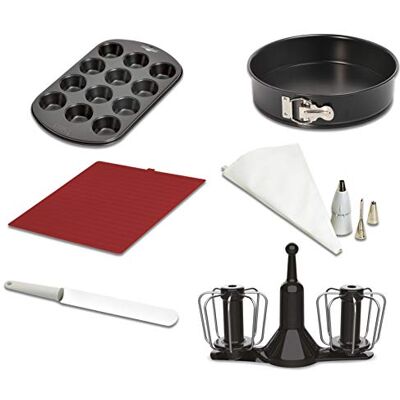 Moulinex Gebakset voor keukenmachine Companion 6 accessoires Complete bakset voor Companion keukenmachine, inclusief dubbele garde, Kaiser vormen, spuitzakken en mat Moulinex Gebakset voor keukenmachine Companion 6 accessoires Complete bakset voor Companion keukenmachine, inclusief dubbele garde, Kaiser vormen, spuitzakken en mat