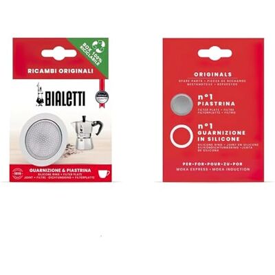 Bialetti Reserveonderdelen inclusief 1 afdichting en 1 plaat, compatibel met Moka Express 3/4 kopjes, Moka Induction, Gerst Express en Brikka Bialetti Reserveonderdelen inclusief 1 afdichting en 1 plaat, compatibel met Moka Express 3/4 kopjes, Moka Induction, Gerst Express en Brikka