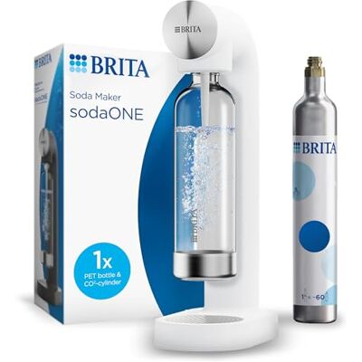 Brita bruiswatermachine sodaONE wit incl. 1x BPA-vrije PET-fles met elementen uit roestvrijstaal (1L) & 1x CO2-cilinder voor heerlijk bruiswater Brita bruiswatermachine sodaONE wit incl. 1x BPA-vrije PET-fles met elementen uit roestvrijstaal (1L) & 1x CO2-cilinder voor heerlijk bruiswater