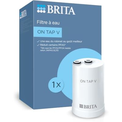 Brita ON TAP V kraanfilter (4 maanden) vermindert chloor, PFAS, kleine Originele vervangingsfilter, verminderd* bepaalde PFAS**, deeltjes****** ≥ 60 µm, chloor Brita ON TAP V kraanfilter (4 maanden) vermindert chloor, PFAS, kleine Originele vervangingsfilter, verminderd* bepaalde PFAS**, deeltjes****** ≥ 60 µm, chloor