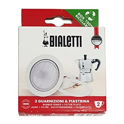 Bialetti Afdichting en filter mokka/dama (2 kopjes), aluminium, kleur wit (0800002) Bialetti Afdichting en filter mokka/dama (2 kopjes), aluminium, kleur wit (0800002)