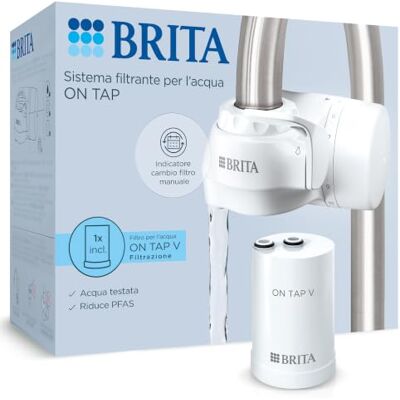 Brita ON TAP V incl. 1 x kraanfilter V (4 maanden) vermindert chloor, PFAS, kleine deeltjes en metalen handmatige filterduurweergave Installation simple réduit 99,999% bactéries, PFAS, chlore, microparticules et métaux comme le plomb et le cuivre Brita ON TAP V incl. 1 x kraanfilter V (4 maanden) vermindert chloor, PFAS, kleine deeltjes en metalen handmatige filterduurweergave Installation simple réduit 99,999% bactéries, PFAS, chlore, microparticules et métaux comme le plomb et le cuivre
