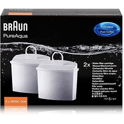 Braun PureAqua BRSC006, waterfilterpatroon, koffiefilter voor koffiezetapparaat, verbetert de smaak van de koffie, vermindert kalcificatie en chloor, 2 filters Braun PureAqua BRSC006, waterfilterpatroon, koffiefilter voor koffiezetapparaat, verbetert de smaak van de koffie, vermindert kalcificatie en chloor, 2 filters