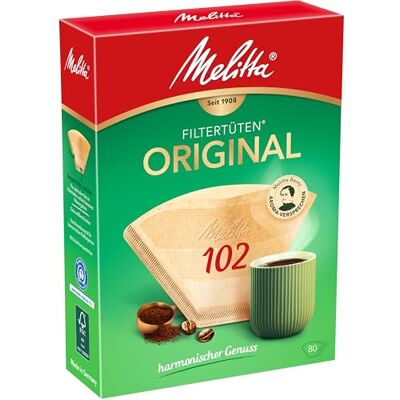Melitta , 80 koffiefilters, maat 102, voor filterkoffiezetapparaat, origineel bruin Melitta , 80 koffiefilters, maat 102, voor filterkoffiezetapparaat, origineel bruin