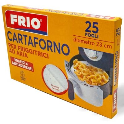 FRIO Ovenpapier voor luchtfriteuse, rond formaat, diameter 23 cm, 1 set van 25 vellen FRIO Ovenpapier voor luchtfriteuse, rond formaat, diameter 23 cm, 1 set van 25 vellen