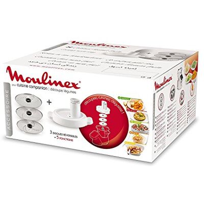 Moulinex Companion, groentesnijder voor Companion keukenmachine, officiële accessoires, rasp en schijf, compatibel met alle Companion witte keukenmachines, XF383110 Moulinex Companion, groentesnijder voor Companion keukenmachine, officiële accessoires, rasp en schijf, compatibel met alle Companion witte keukenmachines, XF383110