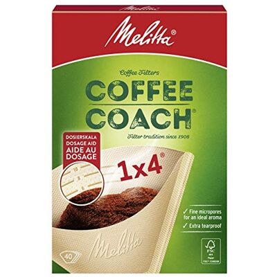 Melitta Coffee Coach 6766425 papieren filterzakken, 1 x 4, natuurbruin, 40 stuks Melitta Coffee Coach 6766425 papieren filterzakken, 1 x 4, natuurbruin, 40 stuks