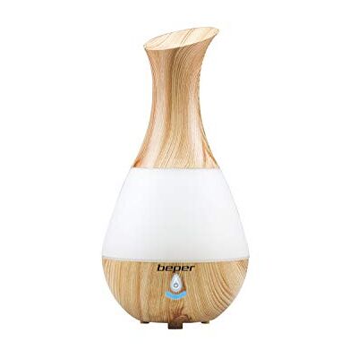 BEPER 70.405 ultrasone benzinediffuser, 7 kleuren verwisselbare ledlampen, 235 ml tank, stil en innovatief design, kabel en adapter inbegrepen, wit en houteffect, BEPER 70.405 ultrasone benzinediffuser, 7 kleuren verwisselbare ledlampen, 235 ml tank, stil en innovatief design, kabel en adapter inbegrepen, wit en houteffect,