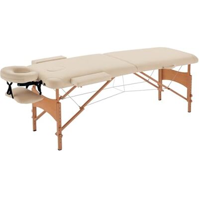 HOMCOM Houten Opvouwbare Cosmetische Massage Bed/Tafel 2 Zones (Crème) HOMCOM Houten Opvouwbare Cosmetische Massage Bed/Tafel 2 Zones (Crème)