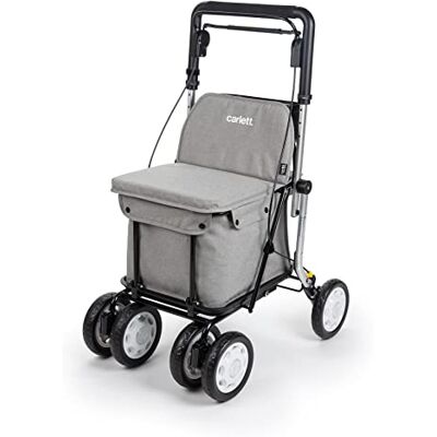 Carlett Comfort Assist Lett900P Opvouwbare boodschappentrolley met 4 wielen medisch product klasse I goedgekeurd afneembare tas 38 l/15 kg dienblad voor voorwerpen lichtgrijs Carlett Comfort Assist Lett900P Opvouwbare boodschappentrolley met 4 wielen medisch product klasse I goedgekeurd afneembare tas 38 l/15 kg dienblad voor voorwerpen lichtgrijs