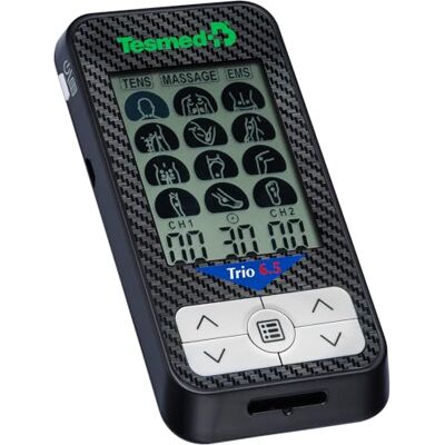 TESMED Trio 6.5 Elektrostimulator TENS & EMS, USB oplaadbaar 36 programma's, 40 intensiteitsniveaus en 4 elektroden voor fitness, massage en pijntherapie. TESMED Trio 6.5 Elektrostimulator TENS & EMS, USB oplaadbaar 36 programma's, 40 intensiteitsniveaus en 4 elektroden voor fitness, massage en pijntherapie.