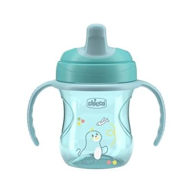 Chicco Training Cup, druppelvrije kunststof leerbeker voor een kind, om te leren drinken, ergonomische halfzachte snavel, ventiel en afneembare handgrepen, 6 maanden, BPA-vrij, azuurblauw Chicco Training Cup, druppelvrije kunststof leerbeker voor een kind, om te leren drinken, ergonomische halfzachte snavel, ventiel en afneembare handgrepen, 6 maanden, BPA-vrij, azuurblauw