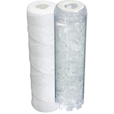 ORIA Cartridgeset, 12 maanden, behandeling tegen kalk, polyfosfaat + spiraalpatroon, filtratie tegen onzuiverheden, 25 micron ORIA Cartridgeset, 12 maanden, behandeling tegen kalk, polyfosfaat + spiraalpatroon, filtratie tegen onzuiverheden, 25 micron