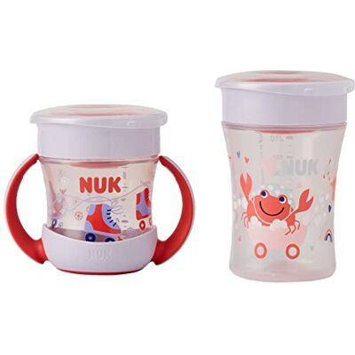 NUK Magic Cup & Mini Magic Cup Leerbeker, set van 2, 360° lekvrije rand, 6+ maanden, lekvrij en BPA-vrij, 160 ml en 230 ml, rood NUK Magic Cup & Mini Magic Cup Leerbeker, set van 2, 360° lekvrije rand, 6+ maanden, lekvrij en BPA-vrij, 160 ml en 230 ml, rood