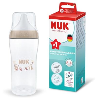 NUK Perfect Match fles 6+ maanden 360 ml anti-koliek fles PP temperatuurcontroleindicator aap 1 stuk NUK Perfect Match fles 6+ maanden 360 ml anti-koliek fles PP temperatuurcontroleindicator aap 1 stuk