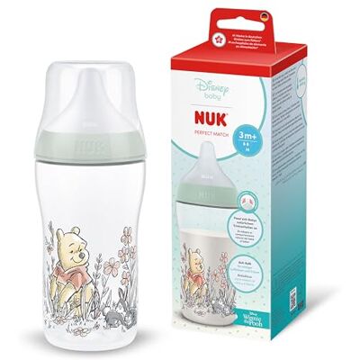 NUK perfecte match leerfles 6 maanden en ouder 260 ml lekvrije drinkbeker voor peuters antislip handgrepen Winnie de Poeh 1 stuk NUK perfecte match leerfles 6 maanden en ouder 260 ml lekvrije drinkbeker voor peuters antislip handgrepen Winnie de Poeh 1 stuk
