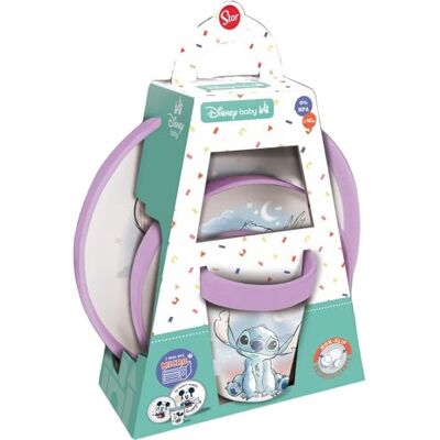 Tataway Cadeauset, 3-delig, antislip, Bicolor Stitch, kinderset met schotel, lepel en beker, antislip onderkant, voedselsiliconen, Disney-design, ideaal voor spenen, eerste maaltijden en Tataway Cadeauset, 3-delig, antislip, Bicolor Stitch, kinderset met schotel, lepel en beker, antislip onderkant, voedselsiliconen, Disney-design, ideaal voor spenen, eerste maaltijden en