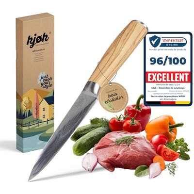 kjøk Klein keukenmes 13 cm olijfhout kantoormes Scherp schilmes, lemmet van 13 cm bij 15°, hardheid 58 HRC, olijfhouten handvat, etui, voor groenten, fruit en kaas kjøk Klein keukenmes 13 cm olijfhout kantoormes Scherp schilmes, lemmet van 13 cm bij 15°, hardheid 58 HRC, olijfhouten handvat, etui, voor groenten, fruit en kaas