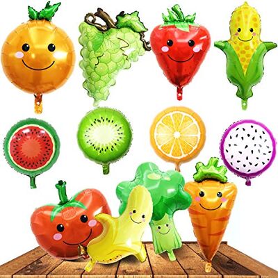 JUMRHFAN Set van 12 folieballonnen, fruit en groenten, decoratie voor Herbruikbaar en dubbelzijdig, mylar-heliumballonnen voor babyshower, Kerstmis en bruiloft JUMRHFAN Set van 12 folieballonnen, fruit en groenten, decoratie voor Herbruikbaar en dubbelzijdig, mylar-heliumballonnen voor babyshower, Kerstmis en bruiloft