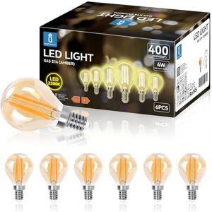 Aigostar Ledlamp E14, warm wit, 2200 K, 400 lm, 4 W (komt overeen met 35 W), retro Edison LED-lamp, G45, 6 stuks Aigostar Ledlamp E14, warm wit, 2200 K, 400 lm, 4 W (komt overeen met 35 W), retro Edison LED-lamp, G45, 6 stuks