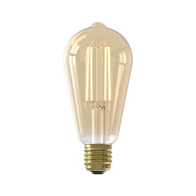 CALEX Ledlamp filament recht E27, vintage lichtbron, goud, Edison retro ST64, warm wit licht, dimbaar, 2100 K, 3,5 W, 250 lumen CALEX Ledlamp filament recht E27, vintage lichtbron, goud, Edison retro ST64, warm wit licht, dimbaar, 2100 K, 3,5 W, 250 lumen