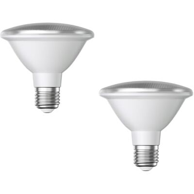 ledscom.de 2 x E27 LED-lampen, PAR30 korte hals, warm wit (2700 K), 12,9 W, 994 lm, 42°, spiegelreflector (zilver) ledscom.de 2 x E27 LED-lampen, PAR30 korte hals, warm wit (2700 K), 12,9 W, 994 lm, 42°, spiegelreflector (zilver)