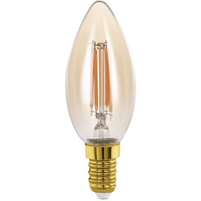 EGLO E14 ledlamp, Edison kaarsvorm, vintage en retro verlichting, 4 watt (komt overeen met 26 watt), 270 lumen, warm wit, amber, 2200 Kelvin, C35, Ø 3,5 cm EGLO E14 ledlamp, Edison kaarsvorm, vintage en retro verlichting, 4 watt (komt overeen met 26 watt), 270 lumen, warm wit, amber, 2200 Kelvin, C35, Ø 3,5 cm