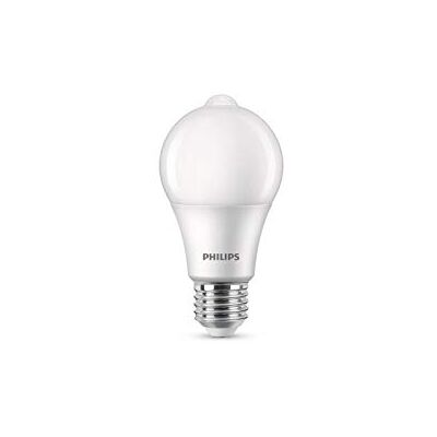 Philips Ledlamp met sensor, warmwit licht, E27-60 W, mat, energiezuinige ledverlichting Philips Ledlamp met sensor, warmwit licht, E27-60 W, mat, energiezuinige ledverlichting