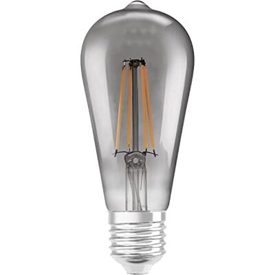 LEDVANCE Intelligente ledlamp met wifi, E27-fitting, dimbaar, warmwit (2500 K), Edison-vorm, helder filament in rookglas, vult. 44 W gloeilampen, bestuurbaar met Alexa, Google LEDVANCE Intelligente ledlamp met wifi, E27-fitting, dimbaar, warmwit (2500 K), Edison-vorm, helder filament in rookglas, vult. 44 W gloeilampen, bestuurbaar met Alexa, Google