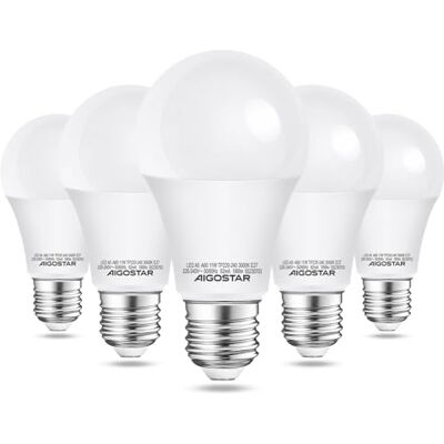 Aigostar LED lamp A5 A60 11W E27 Fitting Warm Wit licht 3000K 1060 lumen Set van 5 stuks. Aigostar LED lamp A5 A60 11W E27 Fitting Warm Wit licht 3000K 1060 lumen Set van 5 stuks.