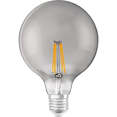 LEDVANCE Intelligente ledlamp met wifi, E27-fitting, dimbaar, warmwit (2500 K), bolvorm, helder filament in rookglas, vervanging van 48 W gloeilampen, bestuurbaar met Alexa, Google LEDVANCE Intelligente ledlamp met wifi, E27-fitting, dimbaar, warmwit (2500 K), bolvorm, helder filament in rookglas, vervanging van 48 W gloeilampen, bestuurbaar met Alexa, Google