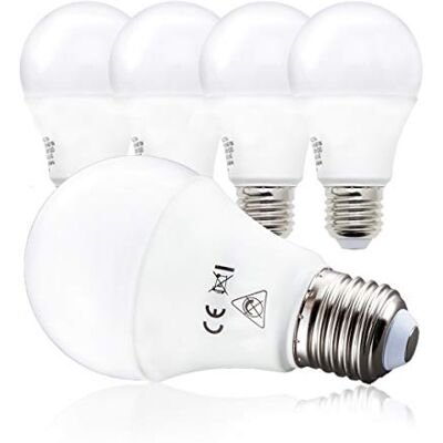 B.K.Licht 5 stuks E27 ledlampen met warmwitte lichtkleur, 9 W, 806 lumen, gloeilamp, ledlamp, gloeilamp, 11 x 6 cm, wit B.K.Licht 5 stuks E27 ledlampen met warmwitte lichtkleur, 9 W, 806 lumen, gloeilamp, ledlamp, gloeilamp, 11 x 6 cm, wit