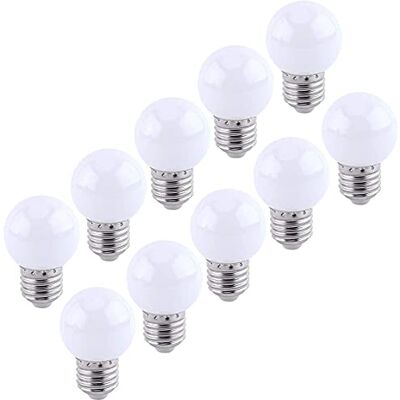 Aiwerttes Set van 10 E27 ledlampen, kleurrijk, 2 W met golfbal, 20 W, komt overeen met koudwitte gloeilamp, 6500 K, niet dimbaar, 10 stuks Aiwerttes Set van 10 E27 ledlampen, kleurrijk, 2 W met golfbal, 20 W, komt overeen met koudwitte gloeilamp, 6500 K, niet dimbaar, 10 stuks