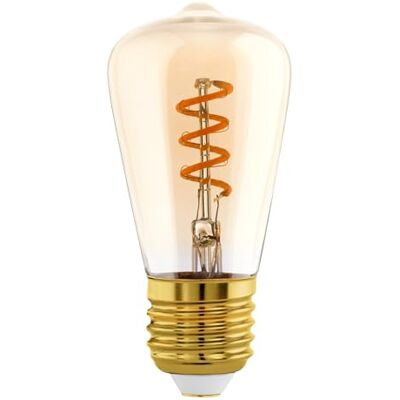 EGLO Dimbare E27-gloeilamp, vintage spiraallamp, amberkleurige retro verlichting, 4 W (komt overeen met 15 W), 145 lumen, warm wit, 2000 K, Edison ST48, diameter 4,8 cm EGLO Dimbare E27-gloeilamp, vintage spiraallamp, amberkleurige retro verlichting, 4 W (komt overeen met 15 W), 145 lumen, warm wit, 2000 K, Edison ST48, diameter 4,8 cm