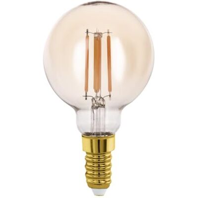 EGLO E14 ledlamp, Edison-gloeilamp, vintage en retro verlichting, 4 watt (komt overeen met 32 watt), 350 lumen, warm wit, amber, 2200 Kelvin, G60, Ø 6 cm EGLO E14 ledlamp, Edison-gloeilamp, vintage en retro verlichting, 4 watt (komt overeen met 32 watt), 350 lumen, warm wit, amber, 2200 Kelvin, G60, Ø 6 cm