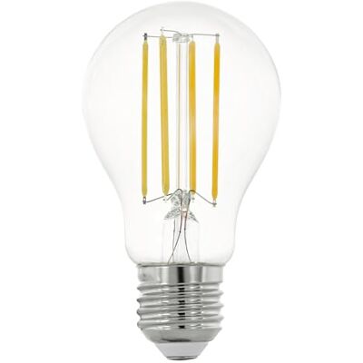 EGLO E27 lamp, ledlamp, 9 watt, warmwit, 2700 Kelvin, gloeilamp Edison A60, transparant, Ø 6 cm EGLO E27 lamp, ledlamp, 9 watt, warmwit, 2700 Kelvin, gloeilamp Edison A60, transparant, Ø 6 cm