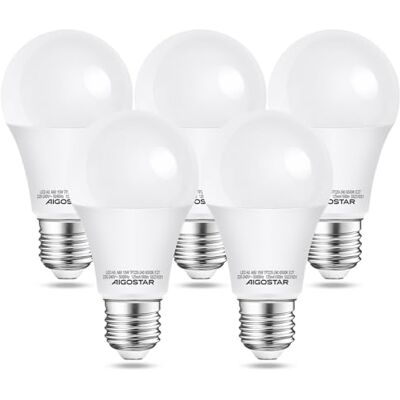 Aigostar LED lamp A5 A60 15W E27 Fitting Daglicht 6500K 1500 lumen Set van 5 stuks Aigostar LED lamp A5 A60 15W E27 Fitting Daglicht 6500K 1500 lumen Set van 5 stuks