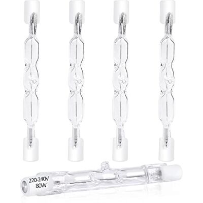 Klarlight 5 x Eco halogeenlampen, R7s, 78 mm, 80 W, 230 V, warmwit, 2800 K, 1390 lm, dimbaar, lineaire schijnwerper, dubbele uiteinde, type J, voor werk, veiligheid, landschap, staande lampen Klarlight 5 x Eco halogeenlampen, R7s, 78 mm, 80 W, 230 V, warmwit, 2800 K, 1390 lm, dimbaar, lineaire schijnwerper, dubbele uiteinde, type J, voor werk, veiligheid, landschap, staande lampen