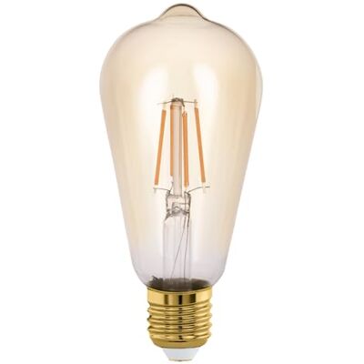 EGLO E27 ledlamp, zuigervorm, Edison-gloeilamp, vintage en retro verlichting, 4 watt (komt overeen met 26 watt), 270 lumen, warm wit, amber, 2200 Kelvin, ST64, Ø 6,4 cm EGLO E27 ledlamp, zuigervorm, Edison-gloeilamp, vintage en retro verlichting, 4 watt (komt overeen met 26 watt), 270 lumen, warm wit, amber, 2200 Kelvin, ST64, Ø 6,4 cm