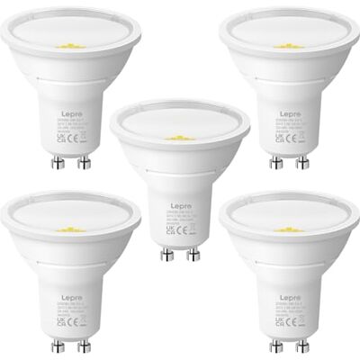 Lepro Ledlamp GU10 klasse A, 590 lm, koud wit, 6500 K, 3,3 W komt overeen met 50 W, GU10 led-spot, 100 graden brede straal, GU10-lampen, niet dimbaar, energiebesparend, 5 stuks Lepro Ledlamp GU10 klasse A, 590 lm, koud wit, 6500 K, 3,3 W komt overeen met 50 W, GU10 led-spot, 100 graden brede straal, GU10-lampen, niet dimbaar, energiebesparend, 5 stuks