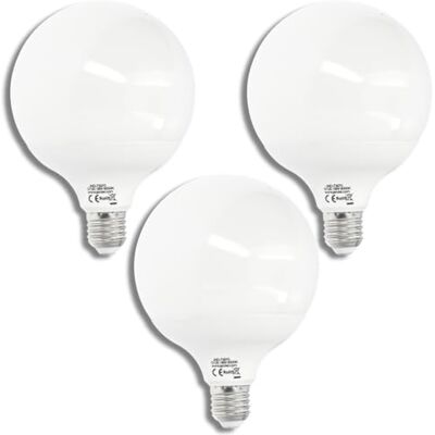 JANDEI Set van 3 Globo G120 E27 ledlampen, 18 W, 6000 K. Ideaal voor woonkamer, hal, keuken, slaapkamer, kantoor, energiebesparend. JANDEI Set van 3 Globo G120 E27 ledlampen, 18 W, 6000 K. Ideaal voor woonkamer, hal, keuken, slaapkamer, kantoor, energiebesparend.