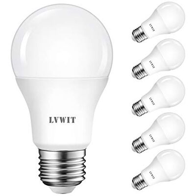 LVWIT 8 W E27 ledlampen, 4000 K neutraal wit, komt overeen met 60 W, gloeilamp, standaard, A60, mat, 806 lm, niet dimbaar, 6 verpakkingen LVWIT 8 W E27 ledlampen, 4000 K neutraal wit, komt overeen met 60 W, gloeilamp, standaard, A60, mat, 806 lm, niet dimbaar, 6 verpakkingen