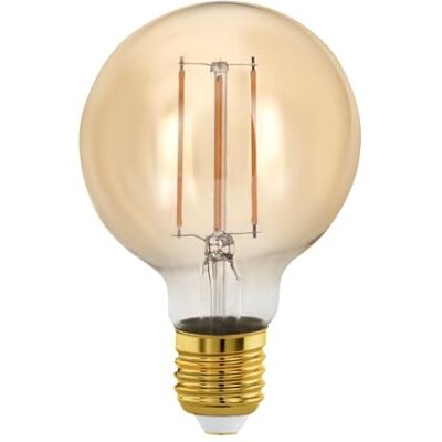 EGLO E27 Ledlamp, dimbaar, Edison-gloeilamp, Golden Vintage, retroverlichting, 4 watt (komt overeen met 28 watt), 300 lumen, warm wit, goud, 1700 Kelvin, G80, Ø 8 cm EGLO E27 Ledlamp, dimbaar, Edison-gloeilamp, Golden Vintage, retroverlichting, 4 watt (komt overeen met 28 watt), 300 lumen, warm wit, goud, 1700 Kelvin, G80, Ø 8 cm